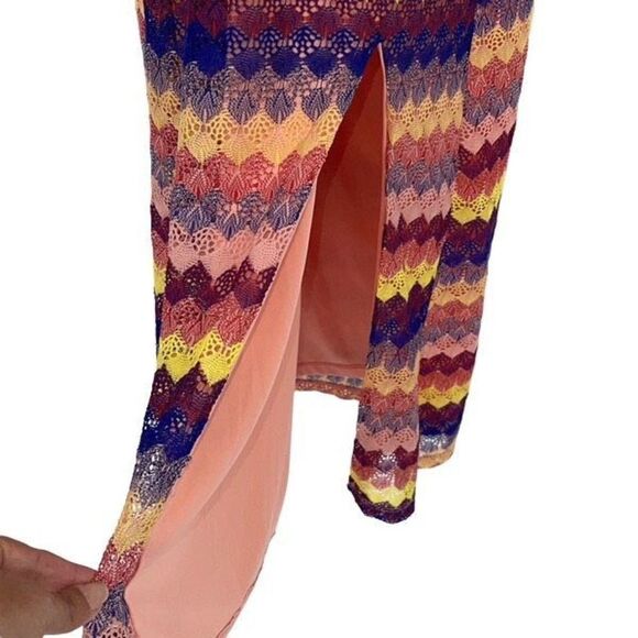 Wild Fable Womens‎  Crochet Lace Halter Dress Lined Slit Midi Multicolor Small - Picture 5 of 10